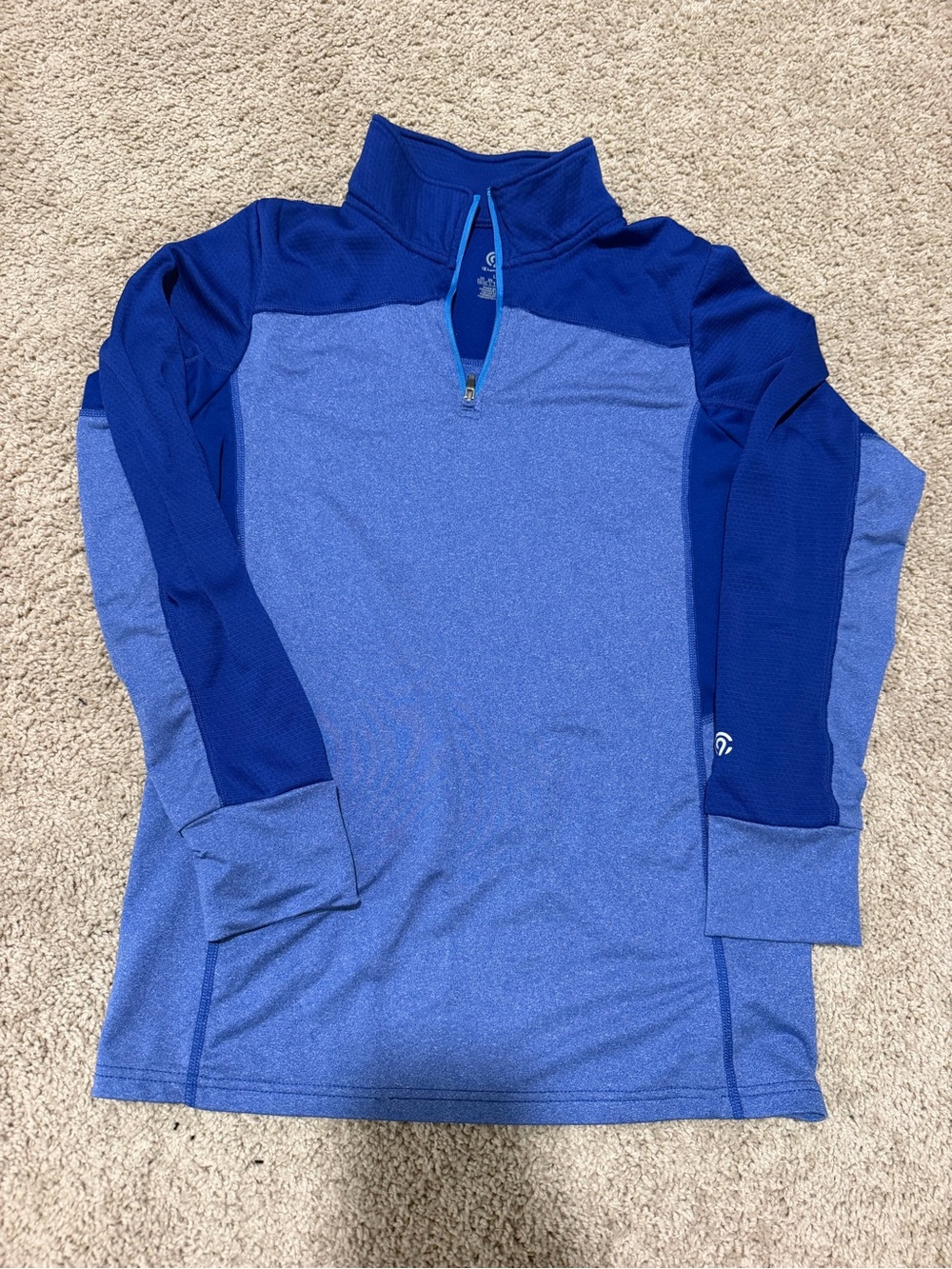 Champion Blue Two-Tone Quarter-Zip Long Sleeve Top